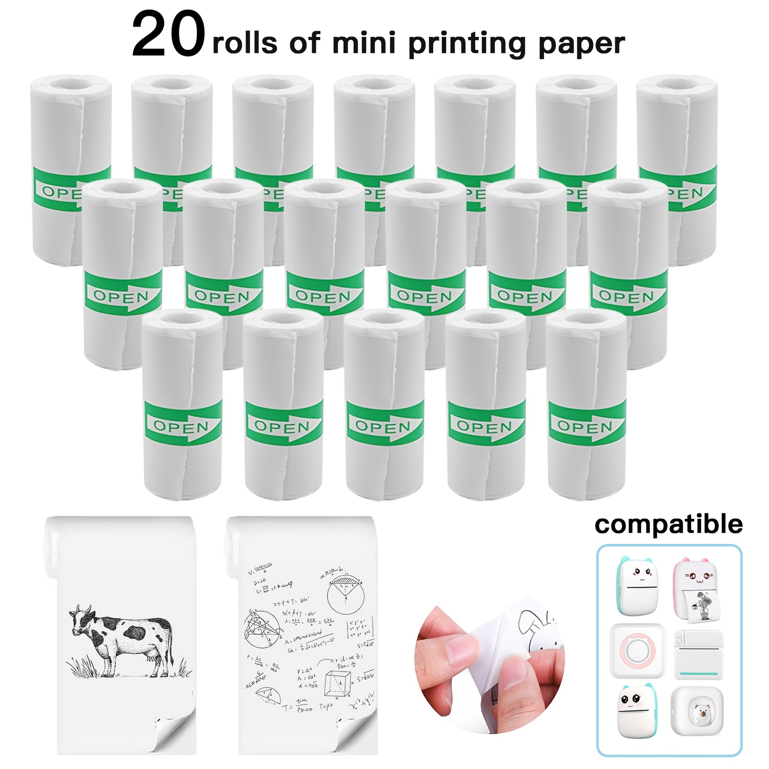 Ink Blotter Paper - 20 Rolls White Thermal Sticker Paper