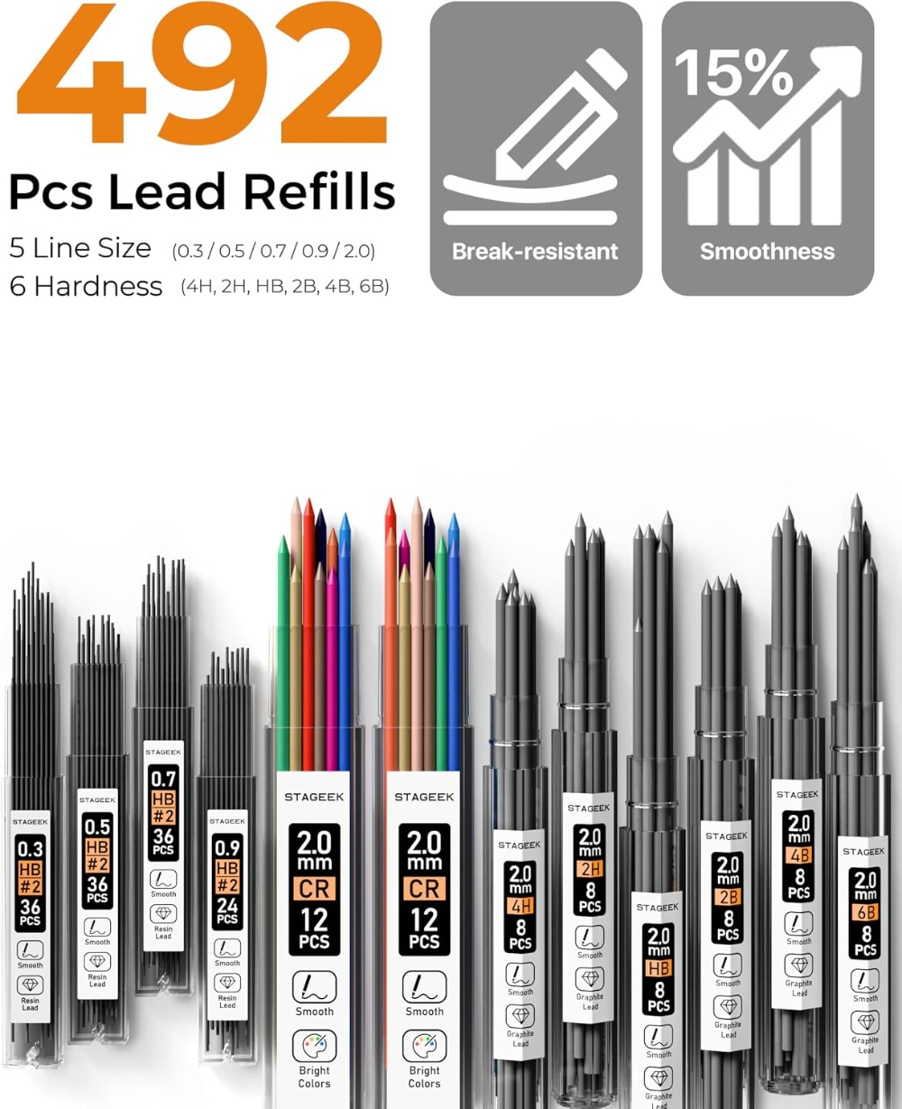 Mechanical Pencil Set with Cas - مراجعة Mechanical Pencil 0.3 وسعره