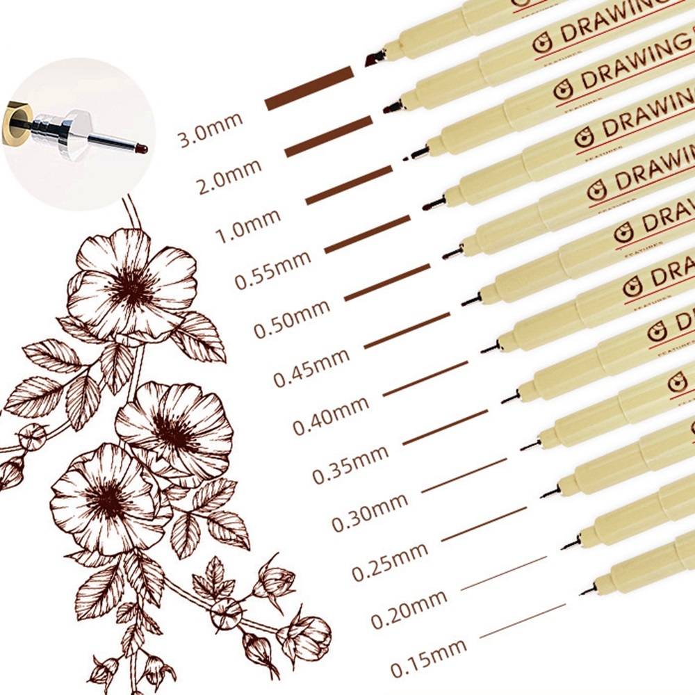 Brown & Black Micro Pens, 12 S - مراجعة Archive Box Set وسعره