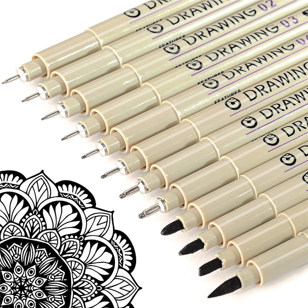 Brown & Black Micro Pens, 12 S - مراجعة Archive Box Set وسعره