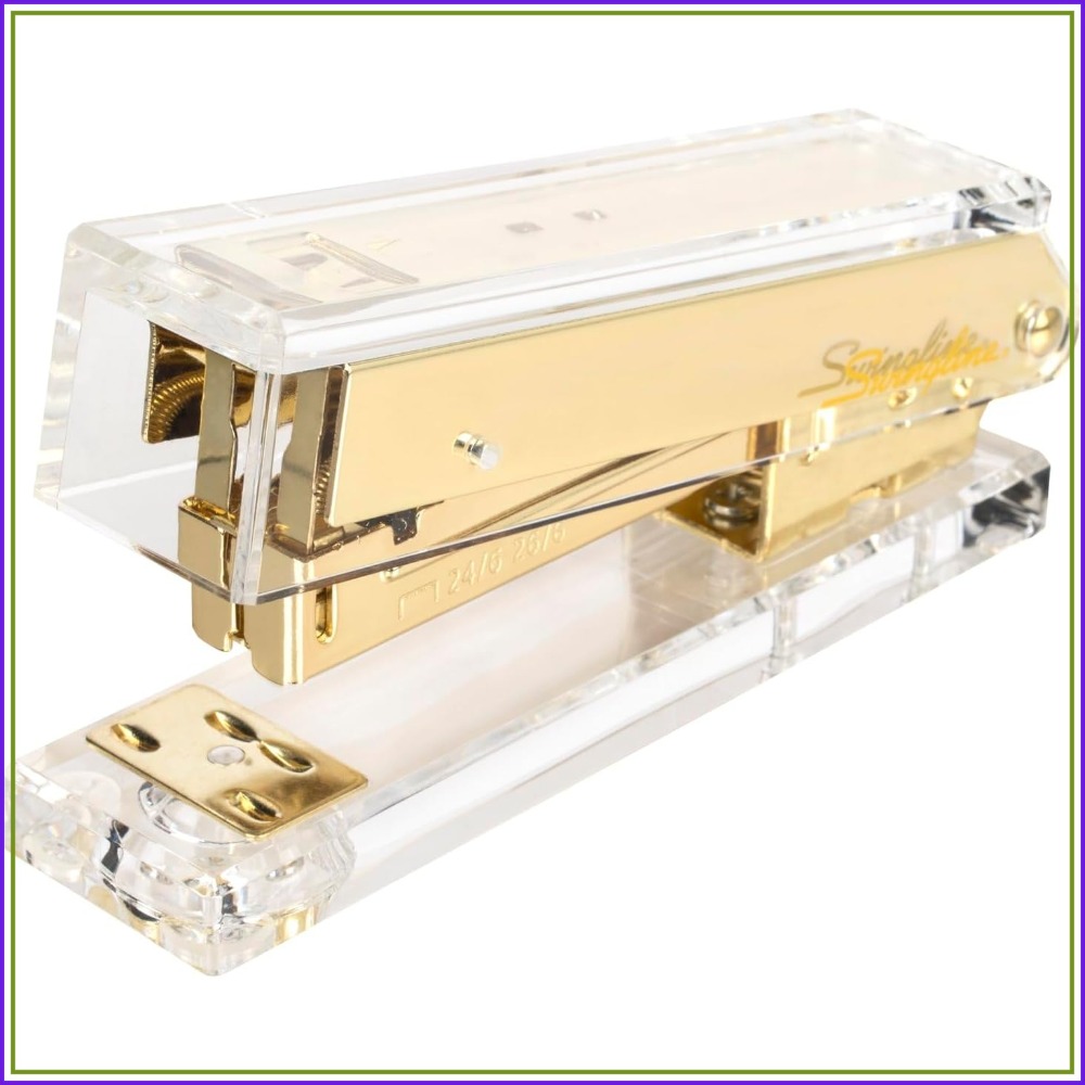 Compact Clear Acrylic Gold Sta - مراجعة Stapler Half Strip وسعره