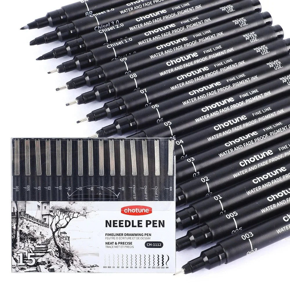 Black Micro Pens,15 Sizes,Wate - مراجعة Archive Box Set وسعره