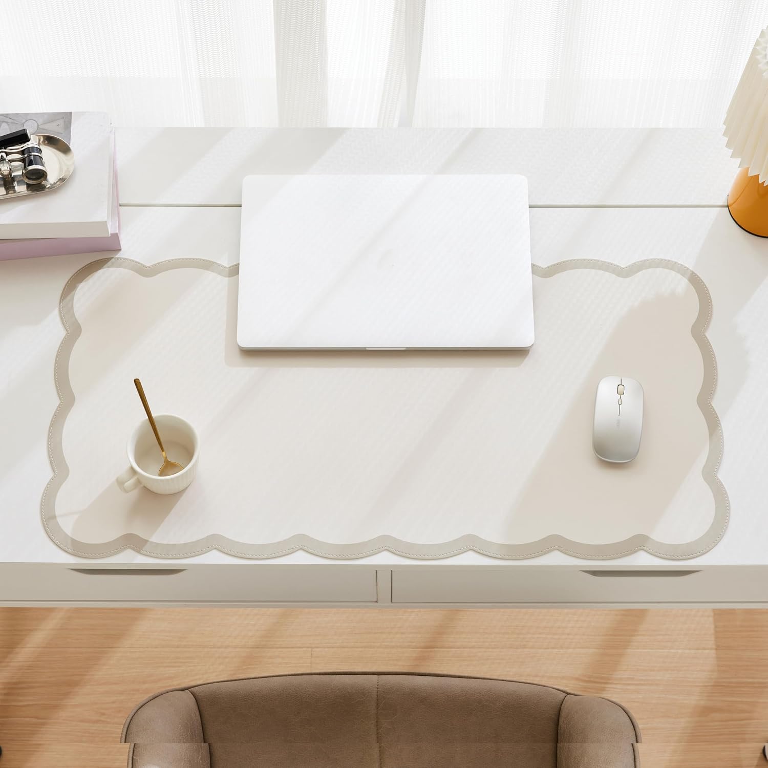 Scalloped Desk Mat 31.5x15.7 L - مراجعة Leather Desk Pad وسعره