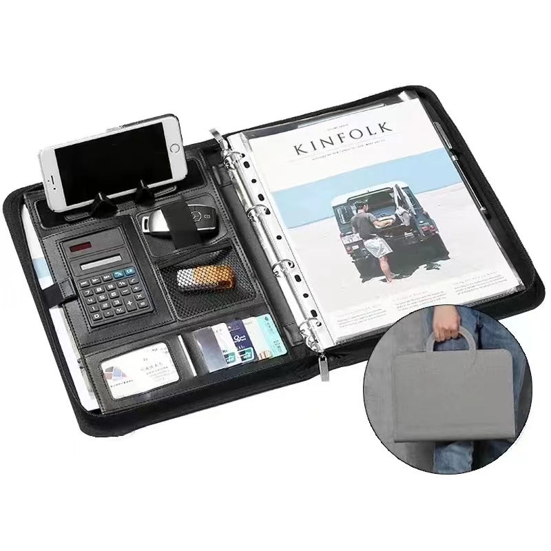 PU leather A4 zipper calculato - مراجعة Binder A4 Lever وسعره