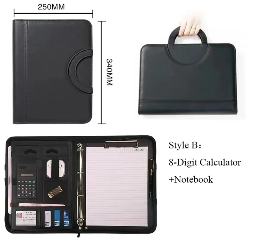 PU leather A4 zipper calculato - مراجعة Binder A4 Lever وسعره