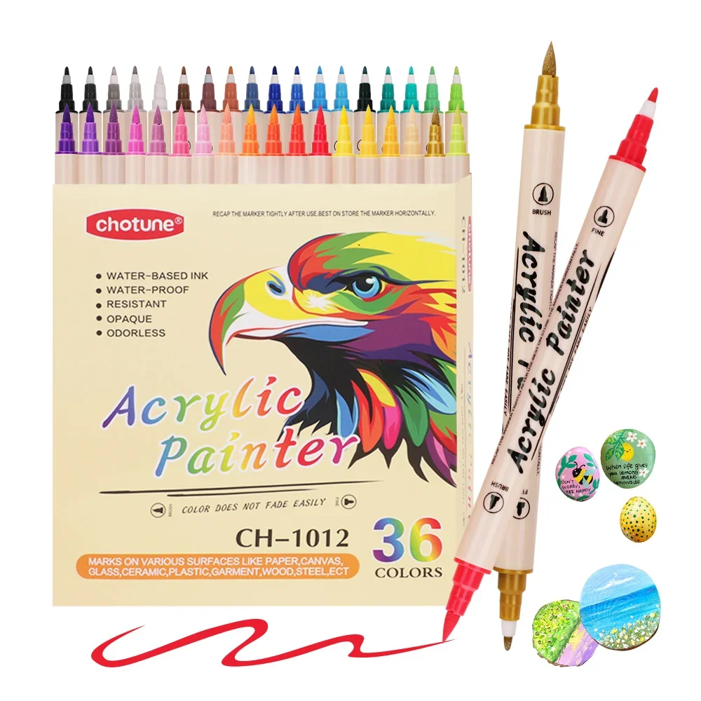 12-36 Colors Acrylic Paint Mar - مراجعة Correction Pen Fine وسعره